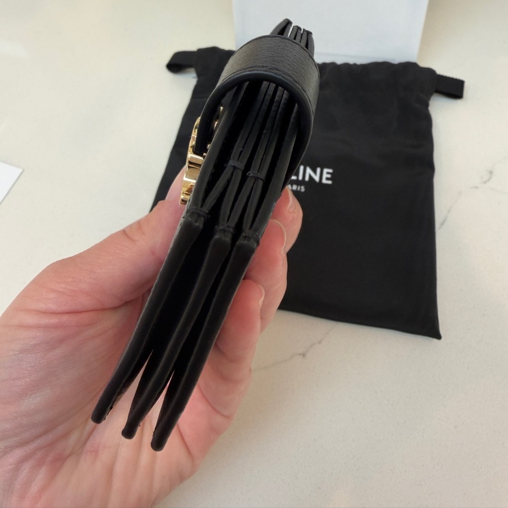 Brand New CELINE Accordion Nino Card Holder with Black Leather Gold Hardware - Picture 9 of 16